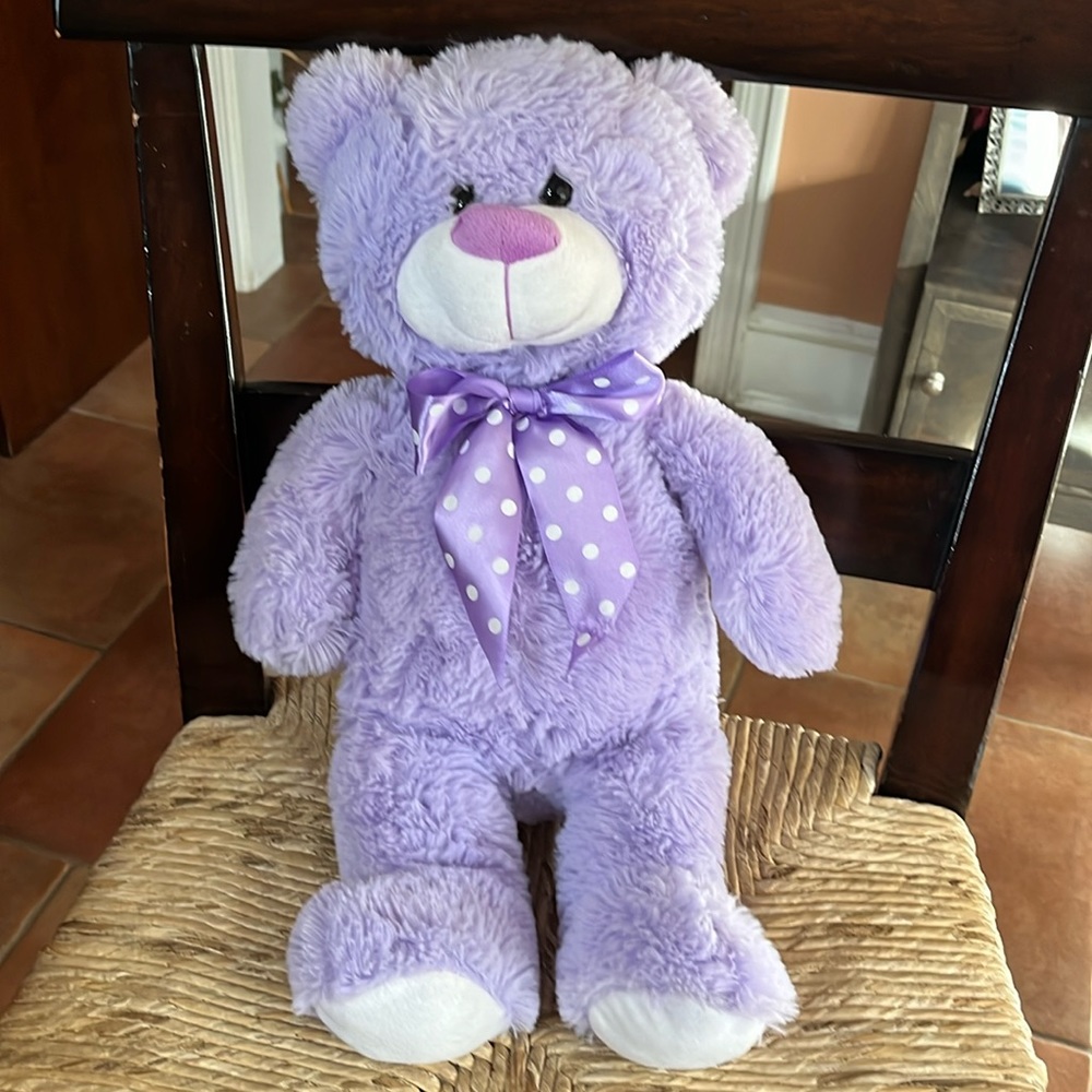 Purple Teddy Bear toy stuffed animal smoke free home 18” tall